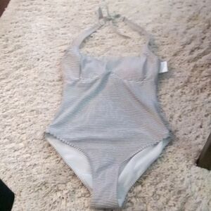 Sea Level black and white striped square neck convertible swimsuit. Size 4 NWT